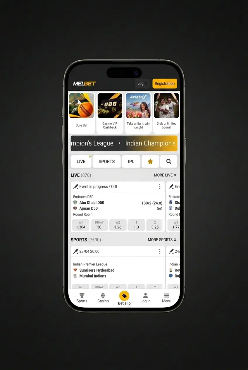 Melbet app registration steps on Android or iOS showing 4-step signup process for Bangladesh users aged 18+