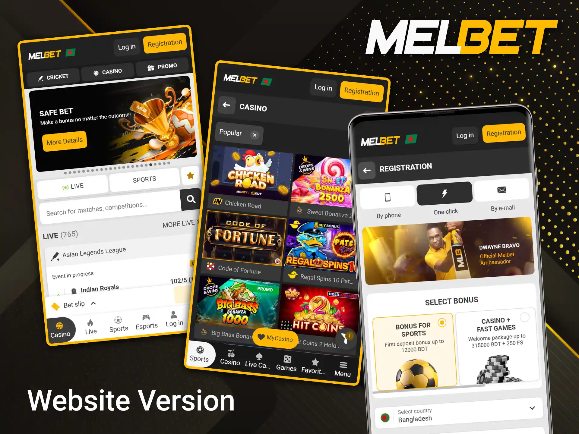 Experience the convenience of the sports betting interface using the Melbet mobile website.