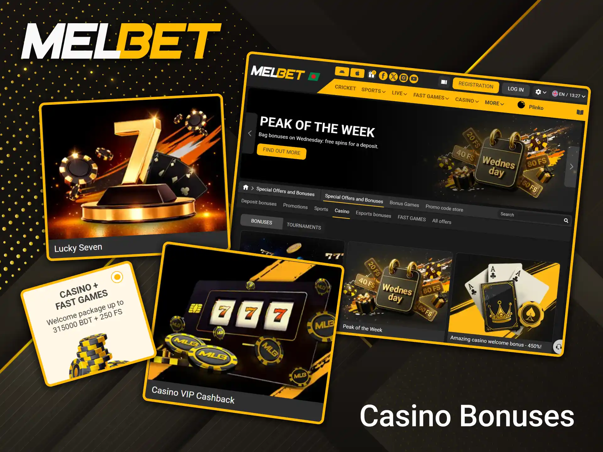 Take advantage of lucrative free spins and VIP cashback offers at Melbet Casino.