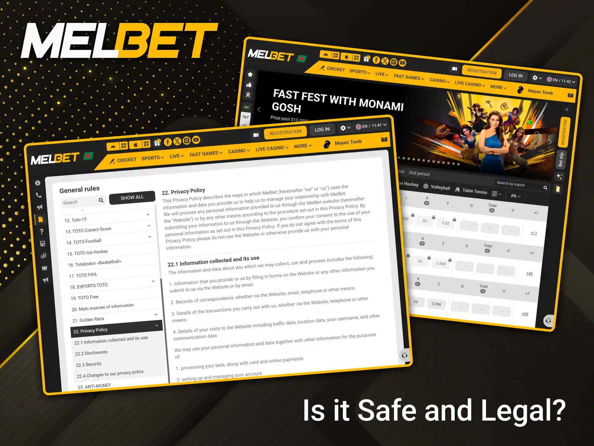 Melbet guarantees complete security, confidentiality, and transparent conditions for all registered players.