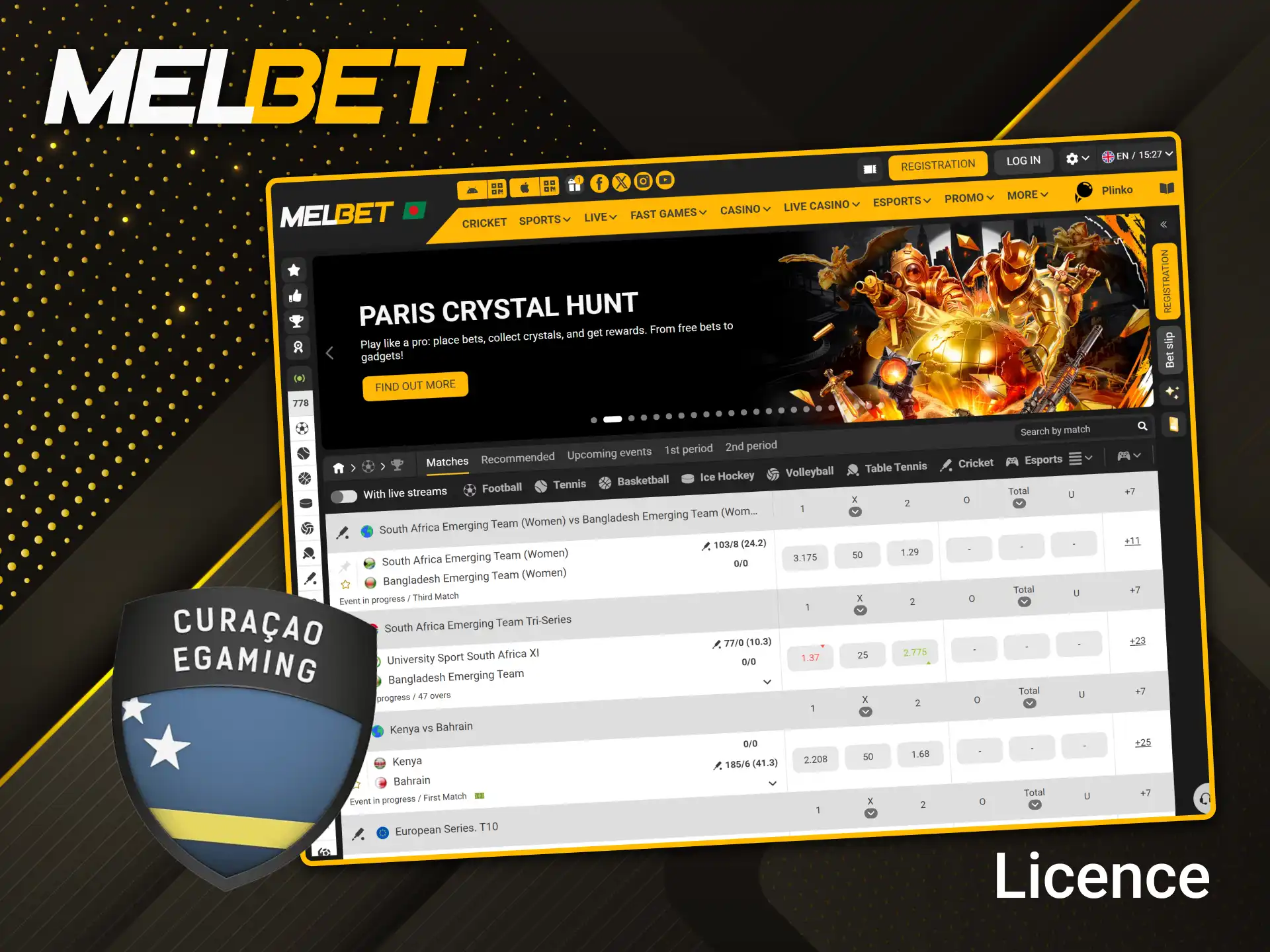 Melbet operates legally and holds an official license, which guarantees fair play.