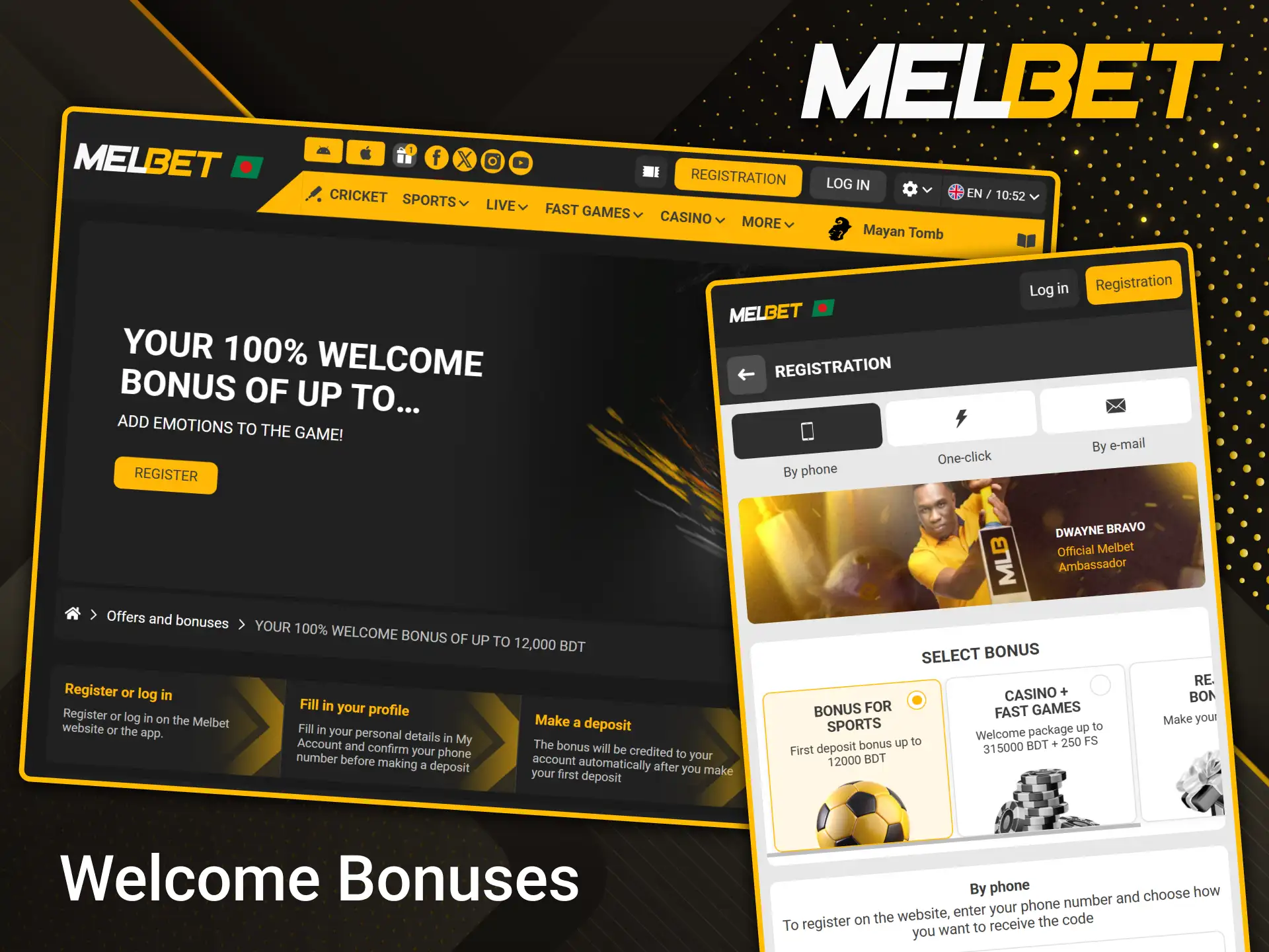 Take advantage of generous welcome bonuses for sports betting and casino games at Melbet.