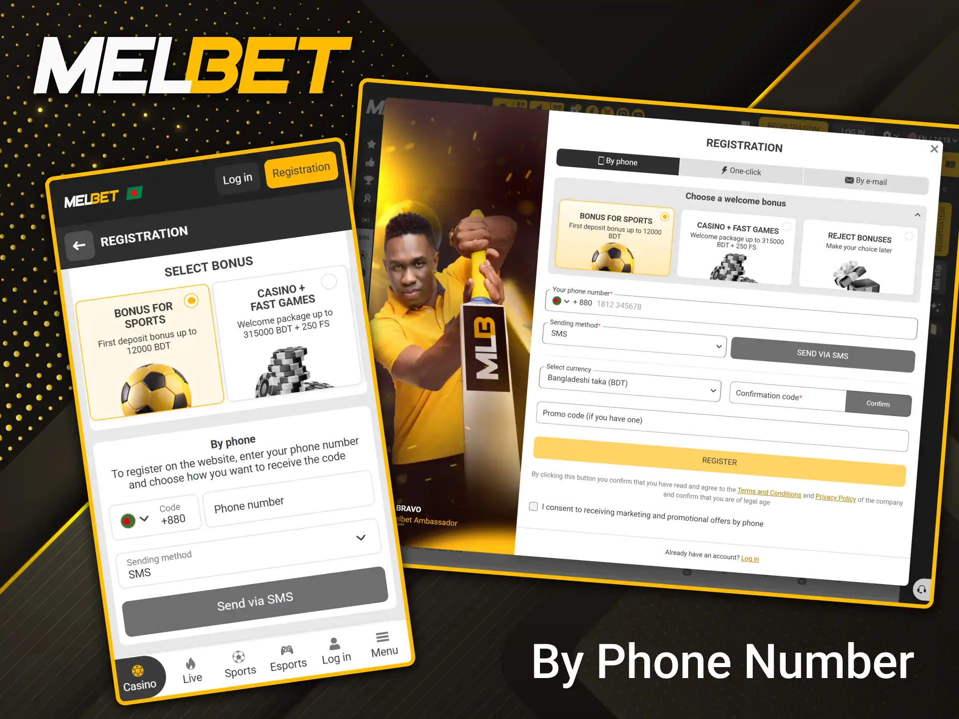 Register with Melbet easily using your phone number and instant SMS confirmation.